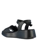 Sandal Platform Black Woven Leather