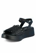 Sandal Platform Black Woven Leather