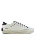 Distressed White Black Leather Ice Suede