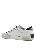 Distressed White Black Leather Ice Suede