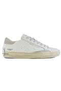 Distressed White Leather Ice Suede