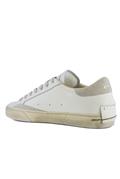 Distressed White Leather Ice Suede