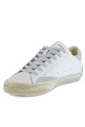 Distressed White Leather Ice Suede