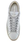 Distressed White Leather Ice Suede
