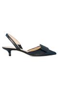 Low Heel Chanel Black Raffia Leather