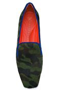 Ballerina Cavallino Mimetico Profilo Camoscio Bluette