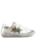 2SD Pelle Bianca Laminato Argento Oro Glitter