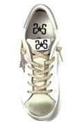 2SD Pelle Bianca Laminato Argento Oro Glitter