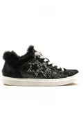 2SD Bassa Pelle Glitter Nera Pellicciotto