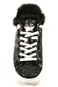 2SD Bassa Pelle Glitter Nera Pellicciotto