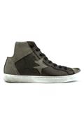 2S High Zip Grey Suede Black Leather White