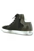 2S High Zip Grey Suede Black Leather White