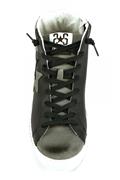 2S High Zip Grey Suede Black Leather White