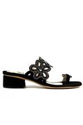 Thong Sandal Black Suede Strass