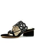 Thong Sandal Black Suede Strass