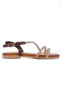 Sandal Brown Leather Pink Powder Glitter