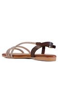 Sandal Brown Leather Pink Powder Glitter