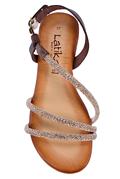 Sandal Brown Leather Pink Powder Glitter