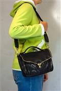Clutch Black Leather Kura Rivets