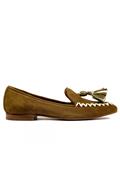 Dorina Camel Suede Straw Tassels