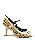 Sandal Perforated Leather Beige White