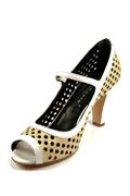 Sandal Perforated Leather Beige White