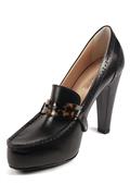 High Heel Plateau Shoes Black Leather