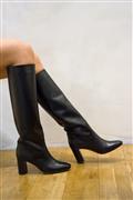 High Heel Boots Black Leather