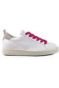P01 Pelle Bianca Camoscio Grigio Lacci Fuxia