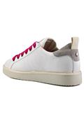 P01 Pelle Bianca Camoscio Grigio Lacci Fuxia