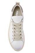 P01 Pelle Bianca Camoscio Grigio Lacci Fuxia