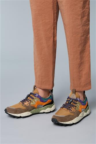 Yamano 3 Taupe Nylon Beige Pumpkin Multicolor Suede