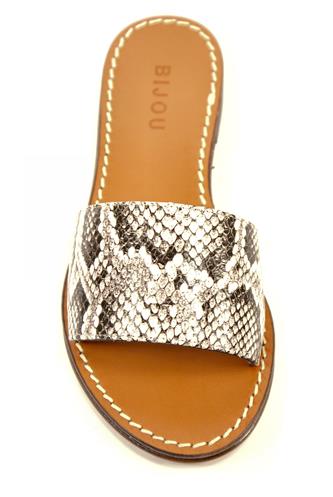Mule Sandal Rock Stamped Leather Python