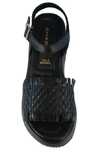 Sandal Platform Black Woven Leather