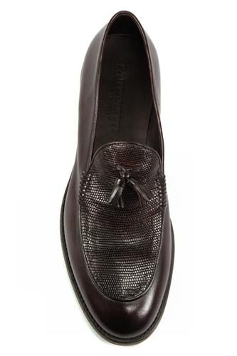Mocassino Nappine Pelle Texture Aubergine