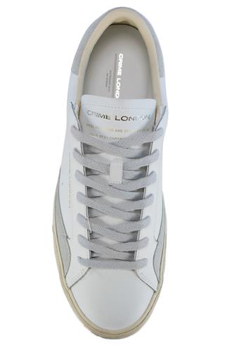 Distressed White Leather Ice Suede