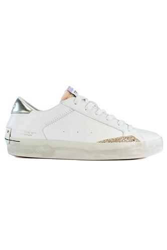 Distressed White Leather Gold Glitter, CRIME LONDON