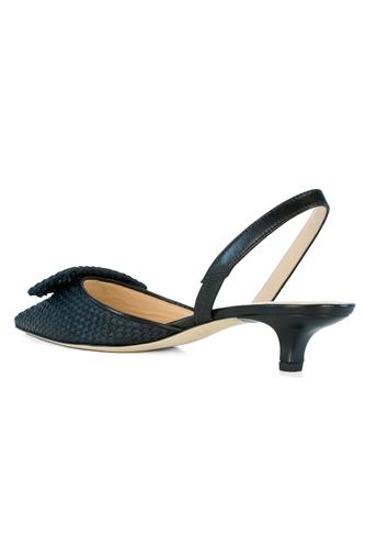 Low Heel Chanel Black Raffia Leather
