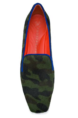 Ballerina Cavallino Mimetico Profilo Camoscio Bluette