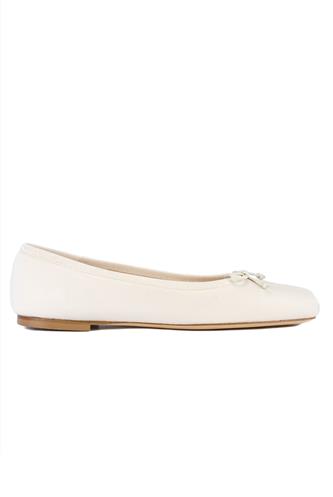 Flat Ballerina White Nappa Leather, PROSPERINE