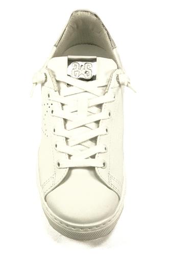 2SD Bassa Pelle Bianca Argento Specchiato