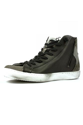 2S High Zip Grey Suede Black Leather White