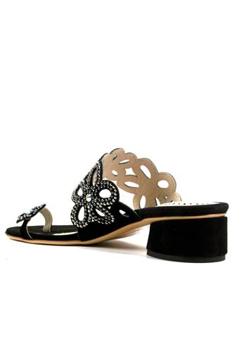 Thong Sandal Black Suede Strass