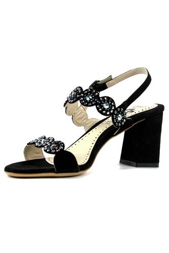 Sandal Black Suede Strass