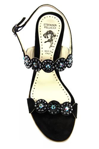 Sandal Black Suede Strass