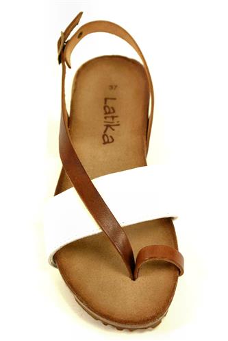 Fusbet Sandal White Brown Leather