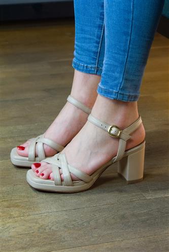 Alce Sandal Peach Leather Plateau