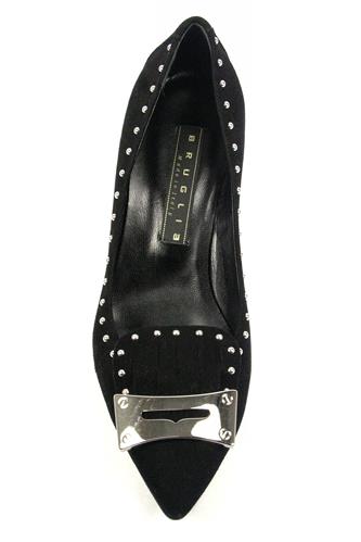 Decollete Black Suede Ornamental Studs