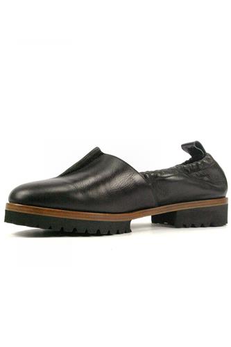 Moccasin Elastic Profile Black Leather Naplak