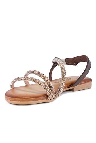 Sandal Brown Leather Pink Powder Glitter